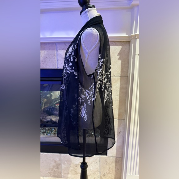 Coldwater Creek Women's One Size Cover-up Top Multicolor Black Sheer - Picture 2 of 5